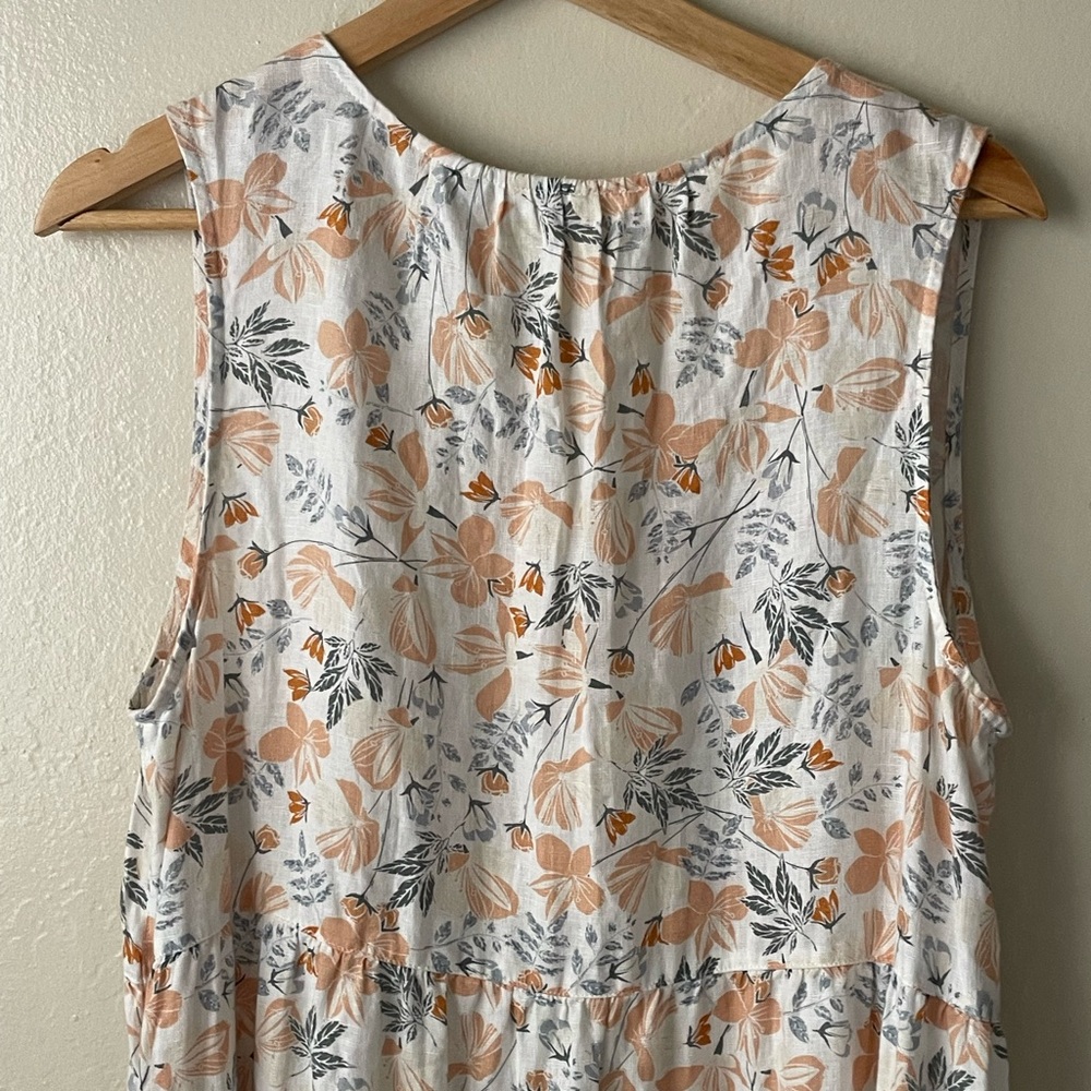 Joie floral print sleeveless V neck linen dress multicolor - Picture 3 of 9